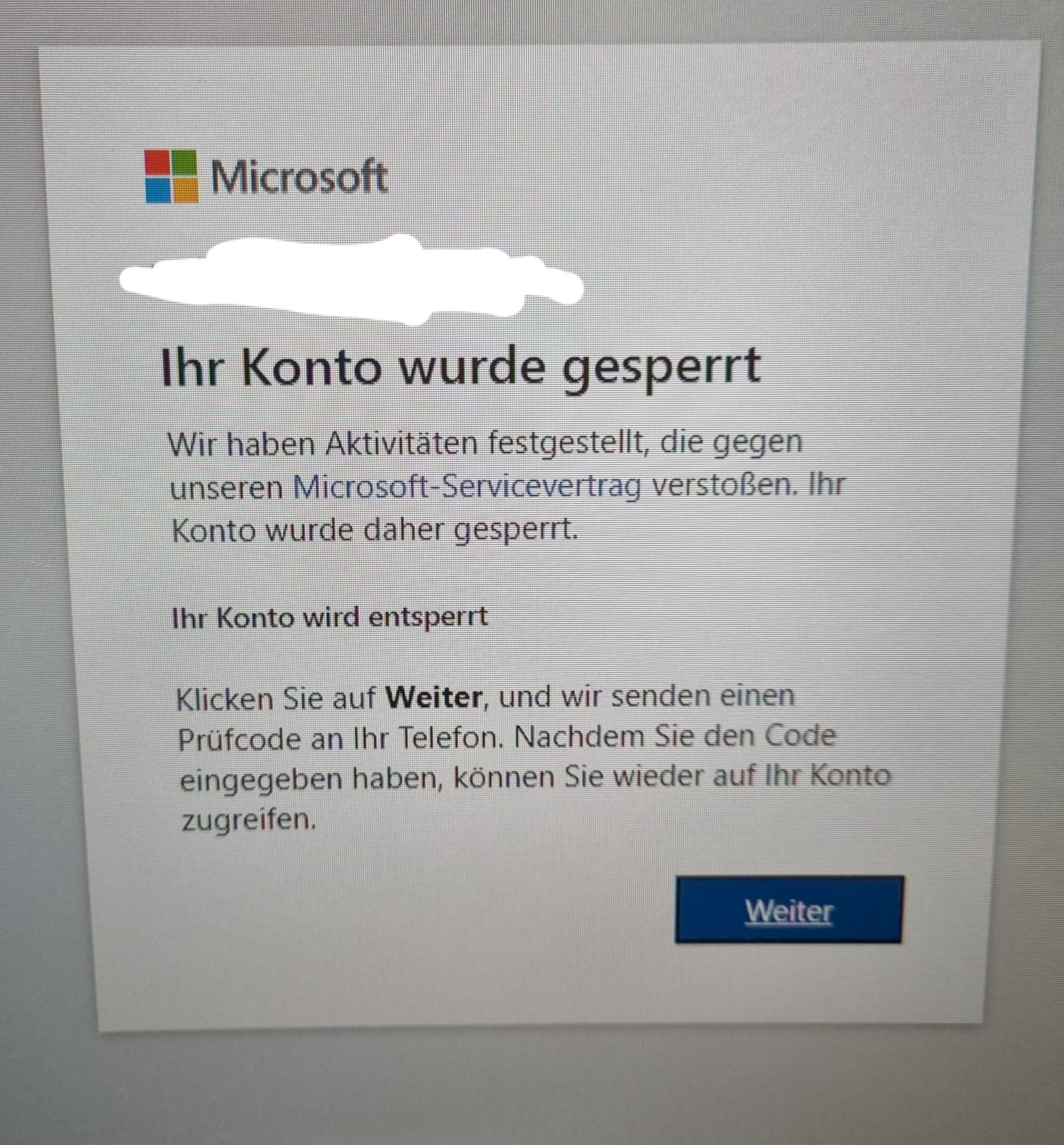 Microsoft account blocked for no reason