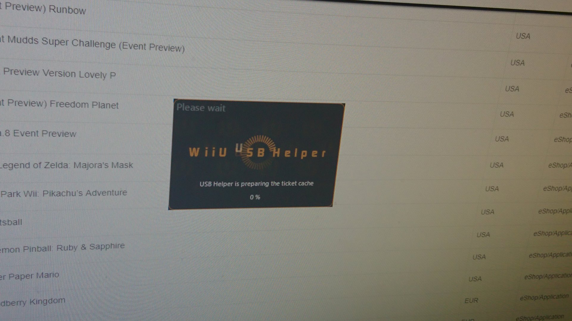 Wii U USB Helper Ticket Cache at 0% for half an hour? - ConsolesHub