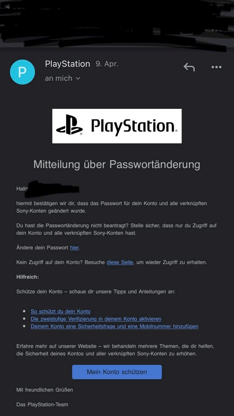 Sony writes that I should have changed my password