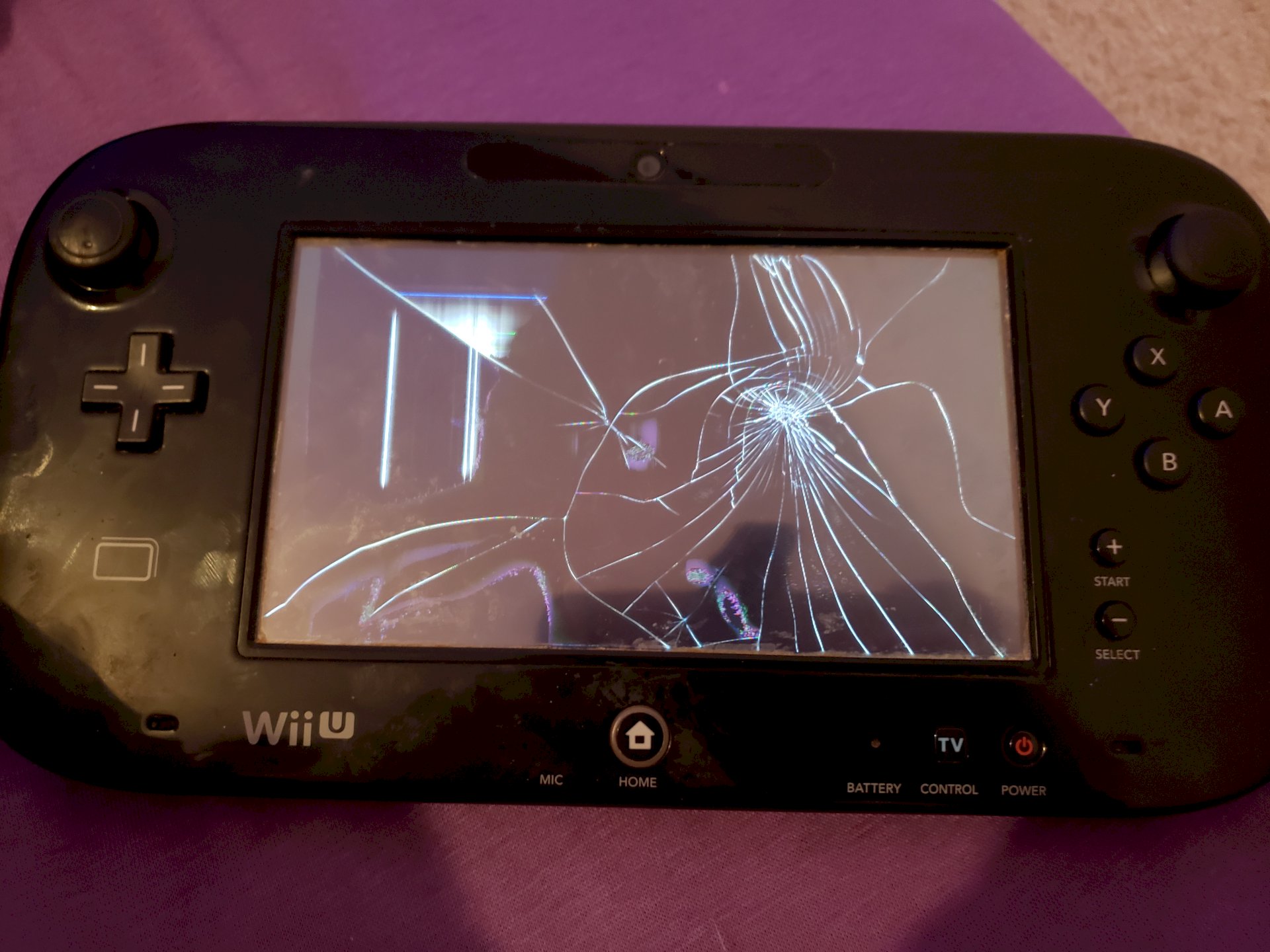 Wii gamepad inside damaged display glass but not broken