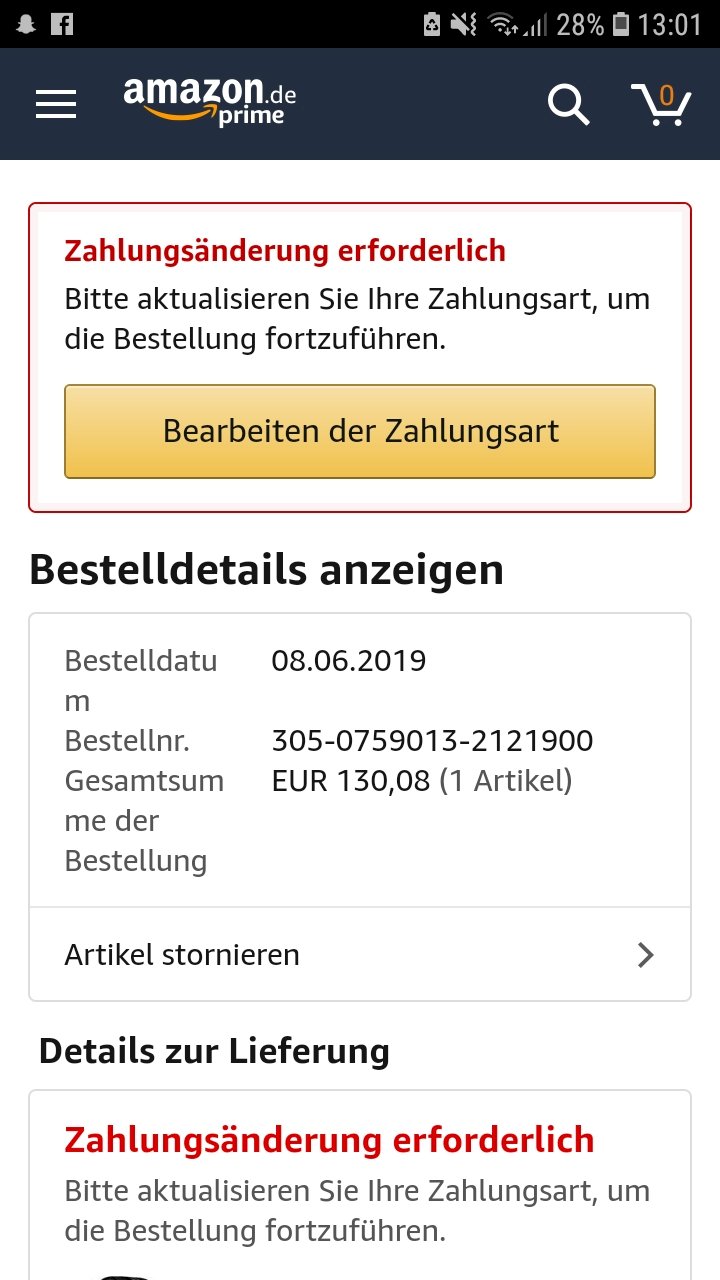 Amazon payment type change bug