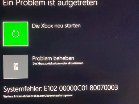 Xbox one s error code E102