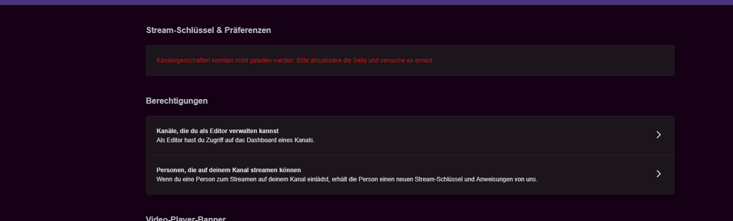 Twitch Stream not possible, Stream Key not visible