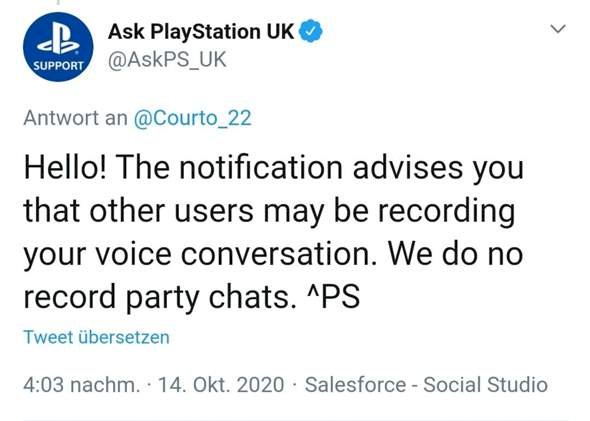 I was told that after the PS4 update 8.00 the parties will be listened to and you can be named, is that correct