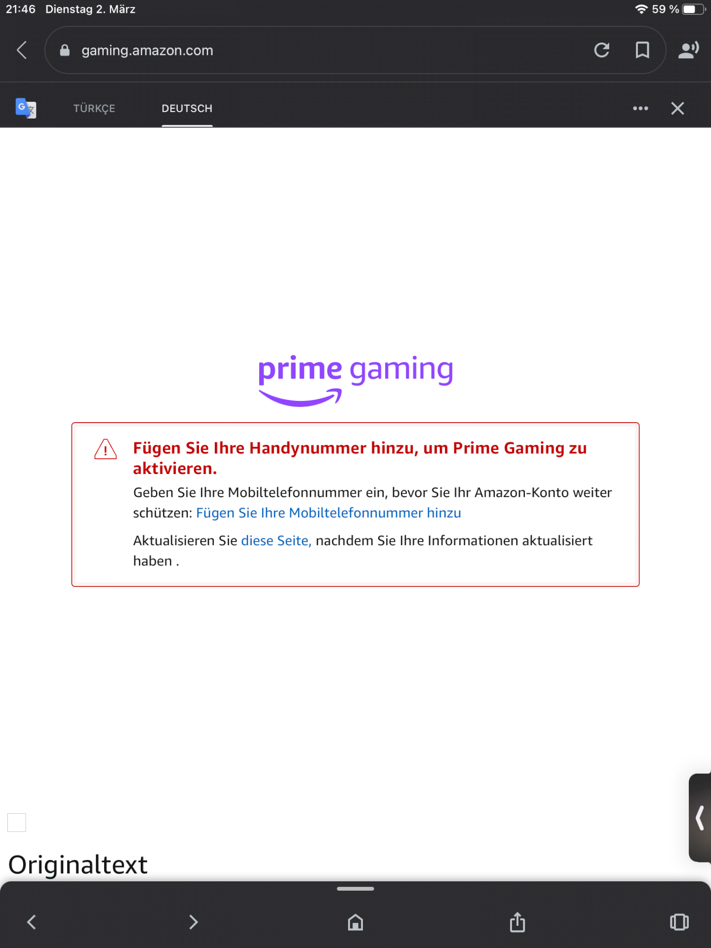 Can t connect Prime to Twitch