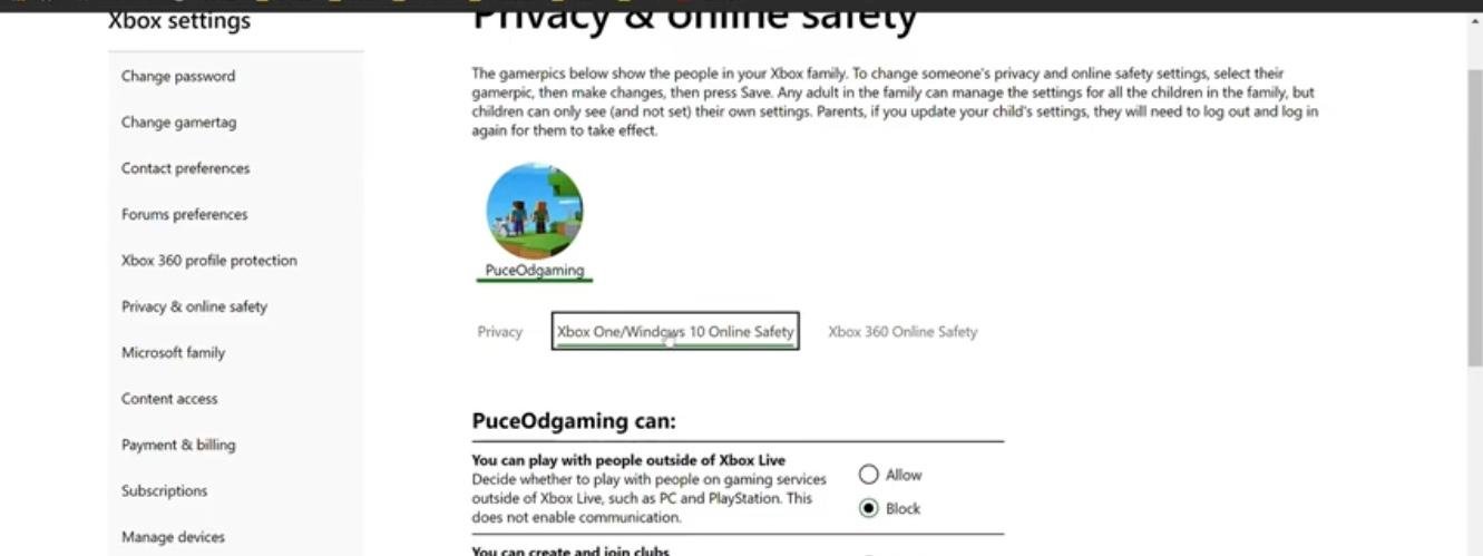 Xbox settings