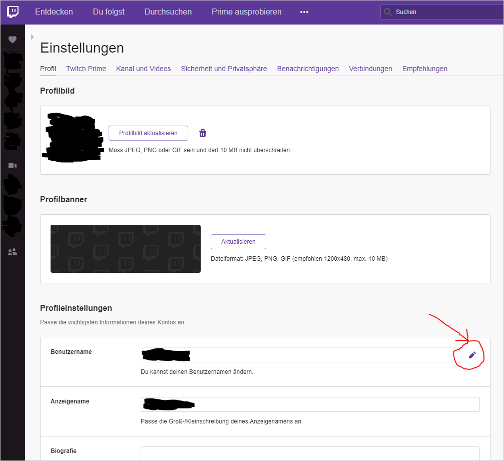 Change name on Twitch