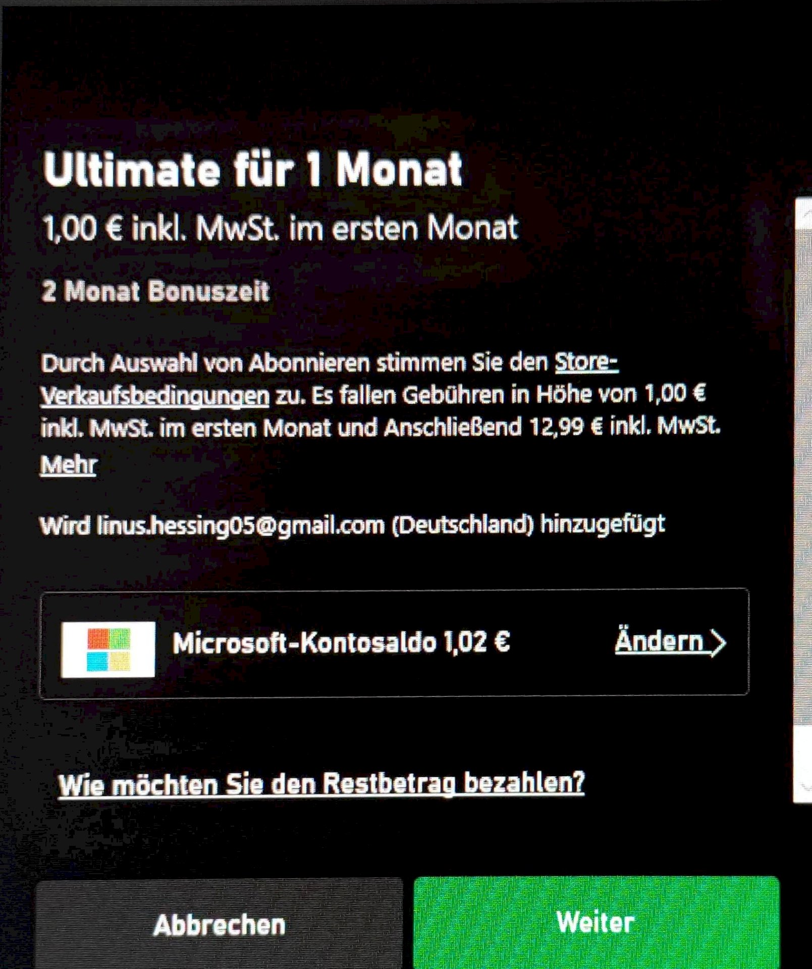 Why do I have to top up more money Xbox game pass ultimate