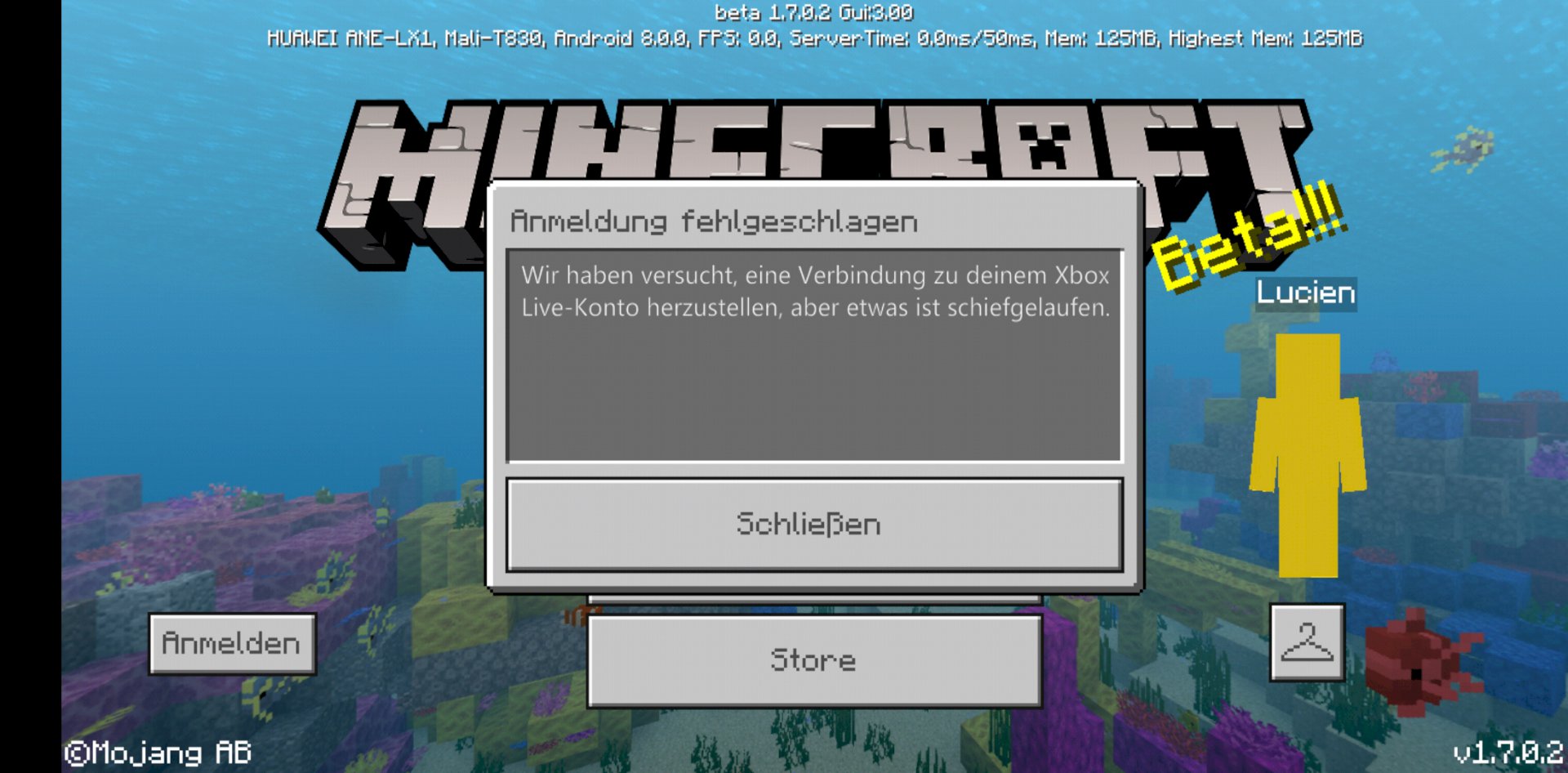 Minecraft PC Mobile does not want to be with XBOX. Live Connect