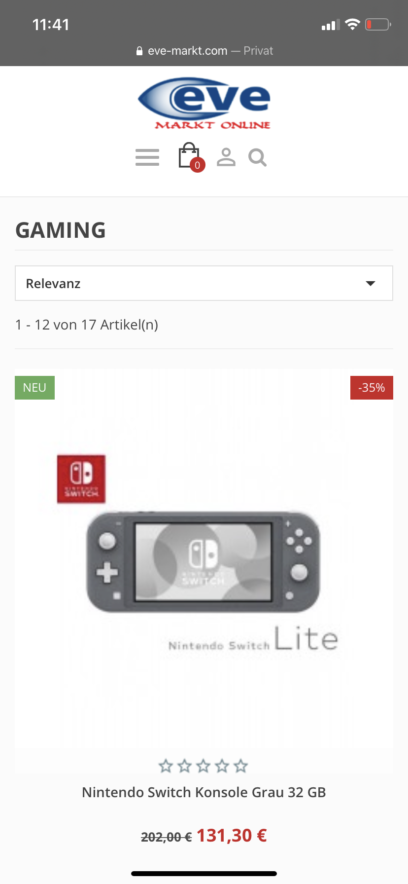 Buy a Nintendo Switch console on eve markt