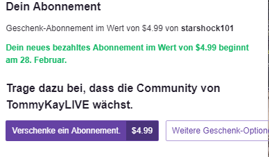 Twitch subscription without payment
