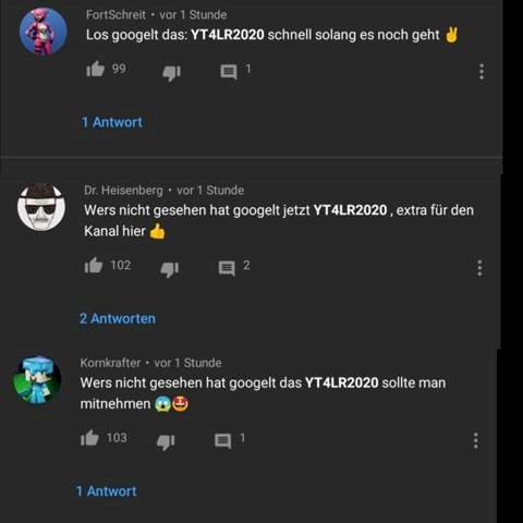 Googles: YT4LR2020 Youtube comments