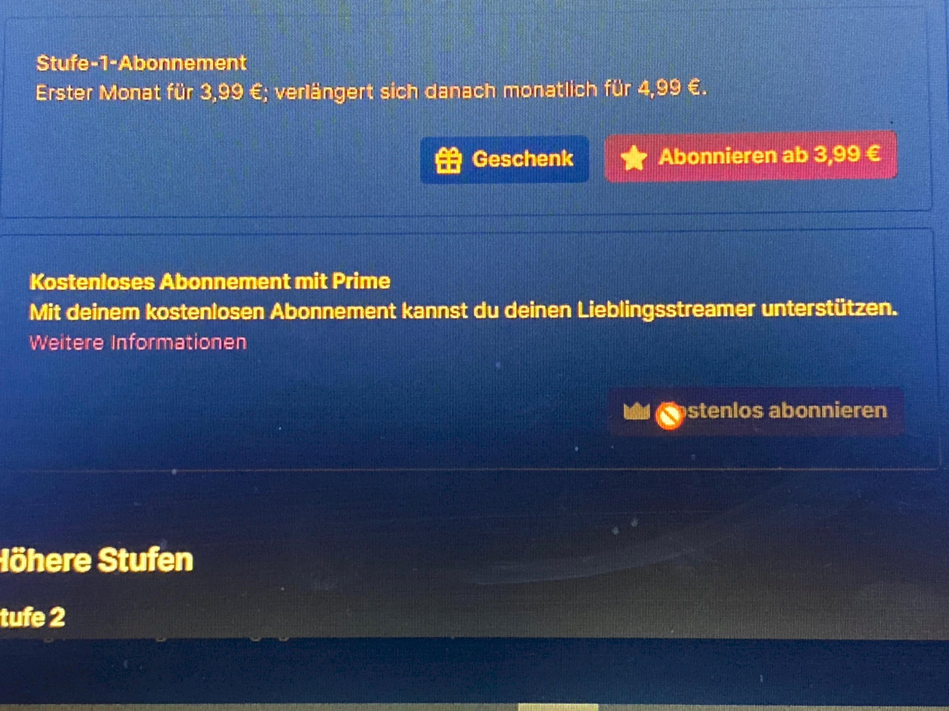Twitch prime sub not possible