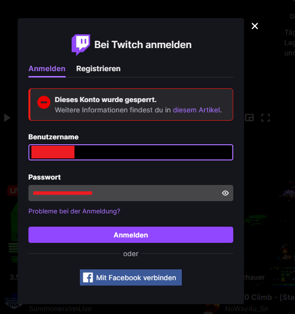 Twitch account locked forever