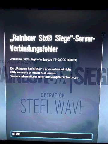 Ubisoft R6 server connection error