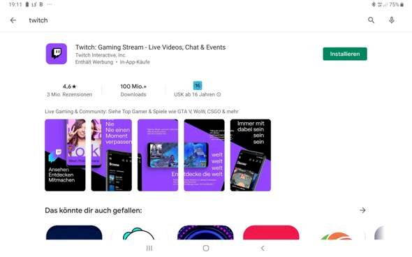 Why can t I download a Twitch on my samsung tablet